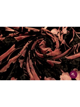 Catifea devoré neagră-roșie cu flori