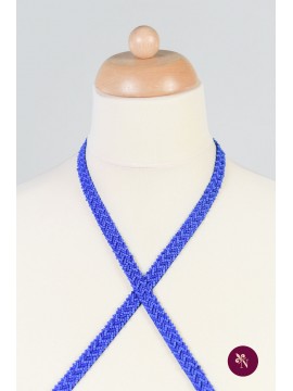 Bandă albastră cu mărgeluțe accesorizată manual