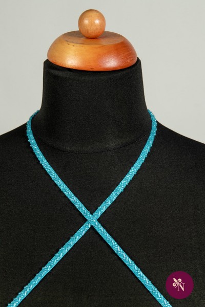 Bandă bleu accesorizată manual cu mărgeluțe