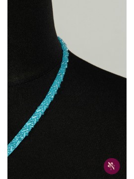 Bandă bleu accesorizată manual cu mărgeluțe