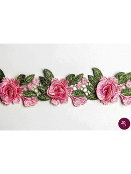 Bandă 3d cu flori roz