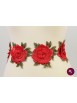 Bandă cu flori 3D roșii