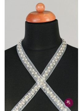 Bandă ivoire cu perle și strasuri