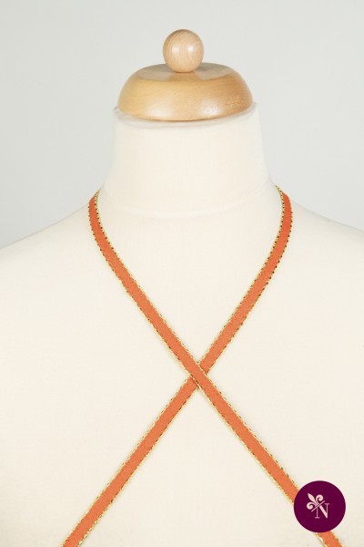 Bandă roșie-orange cu șiraguri aurii metalice