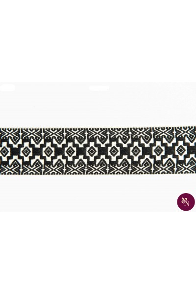 Bandă textilă tradițională negru-ivoire