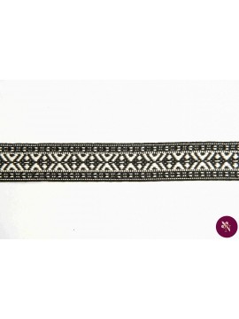 Bandă textilă tradițională negru-ivoire