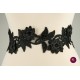Dantelă neagră cu model floral 3D și mărgele
