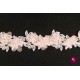 Banda dantelă roz piersică cu flori 3D și strasuri