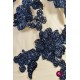 Broderie 3D cu flori bleumarin