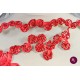 Broderie 3D cu flori roșii vișinii