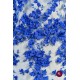 Dantelă cu flori 3D albastru safir accesorizată manual
