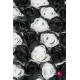 Dantelă alb-negru cu flori 3D