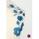 Dantelă albastru electric cu flori aplicate și lurex