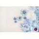 Dantelă bleu cu flori 3D și mărgele accesorizată manual