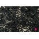Dantelă elastică neagră cu flori și paiete