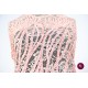 Dantelă elastică roz pal brodată