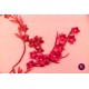 Dantelă roșie cu flori 3D și mărgele