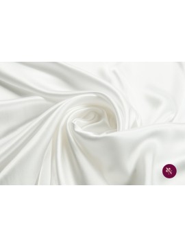 Satin mătase naturală alb