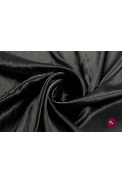 Satin mătase naturală negru