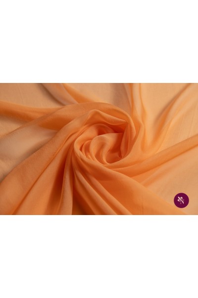 Voal chiffon orange piersică mătase naturală