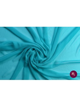Voal Georgette albastru turquoise mătase naturală