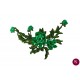 Aplicație brodată cu flori 3D și frunze verzi