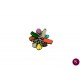 Aplicație florală cu strasuri multicolore și mărgele
