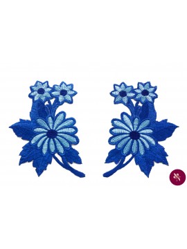 Aplicație cu flori bleumarin-albastru aqua termoadezivă