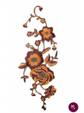 Flori maro-orange cu crenguțe aurii termoadezive