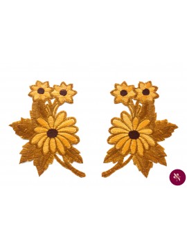 Aplicație cu flori aurii-maro termoadezivă