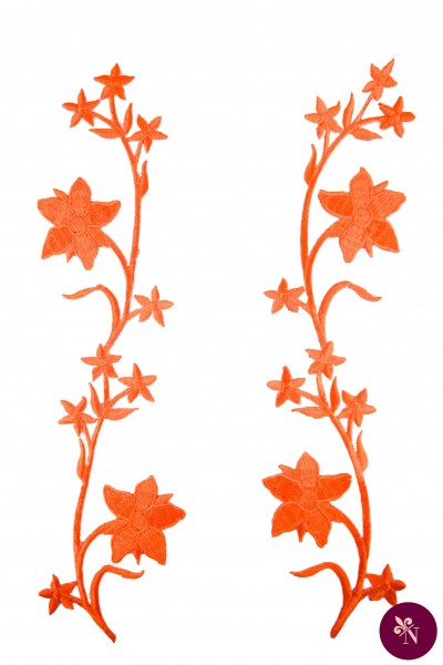 Flori orange brodate termoadezive