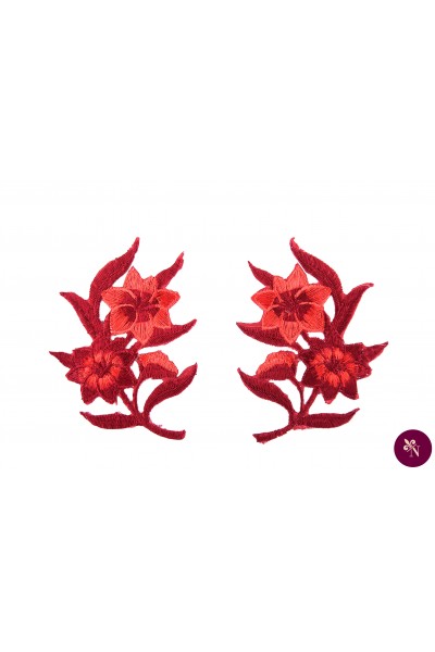 Flori roșu cireșiu termoadezive