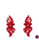 Aplicație termoadezivă cu flori roșu cireșiu