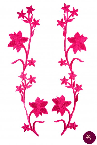 Flori roz fucsia brodate termoadezive