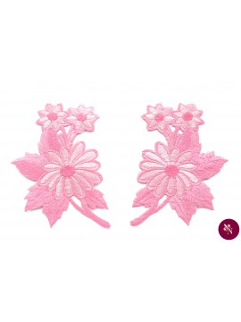 Aplicație cu flori roz pal termoadezivă