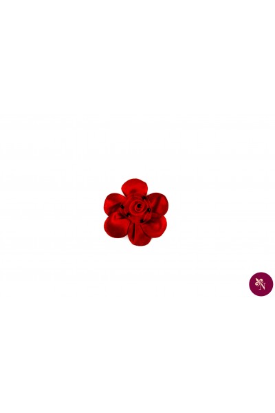 Floare roșu cireșiu din tafta cu mărgele aplicabilă