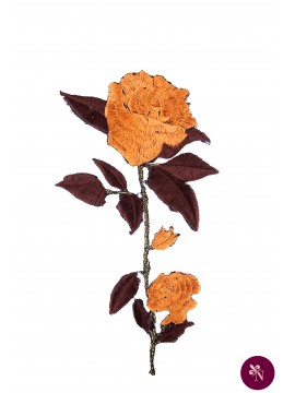 Trandafir orange-maro brodat termoadeziv