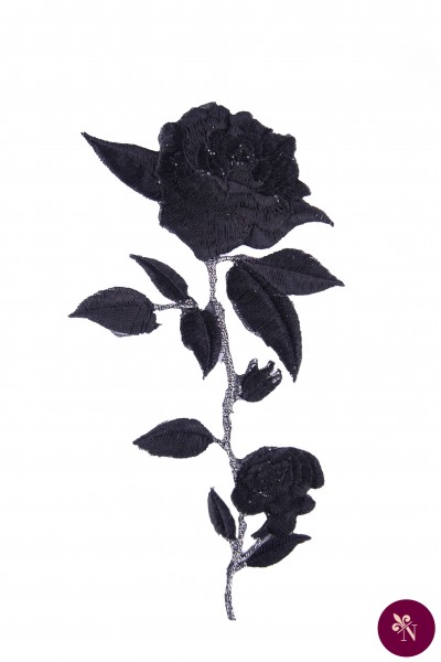 Trandafir negru brodat termoadeziv