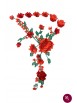 Aplicație brodată cu  flori roșii și ramuri verzi
